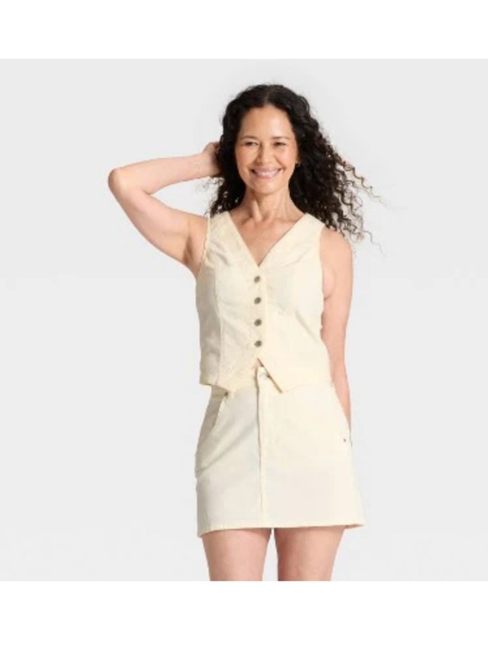 Cream Button-Front Vest